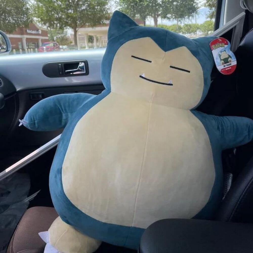 Snorlax asleep in the car