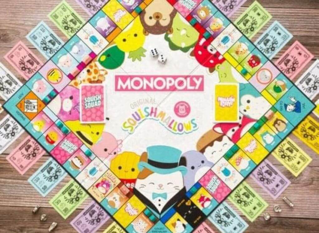 Squishmallow Monopoly Board Game in progress