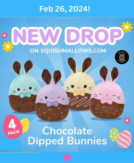New Drop Chocolate Dipped Bunnies 4-Pack of 5" Bunnies 2-26-24