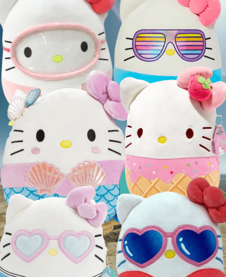 Summer-themed hello kitty squishmallows